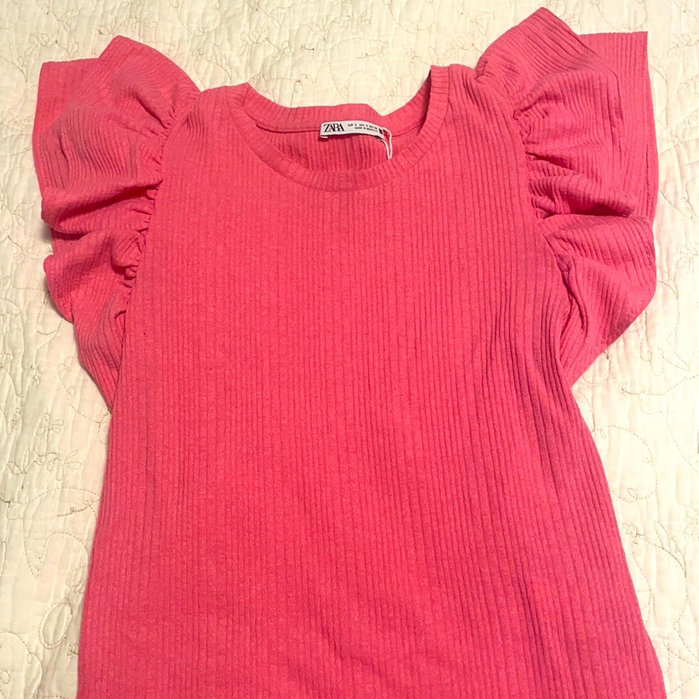 Zara pink ruffle shirt
